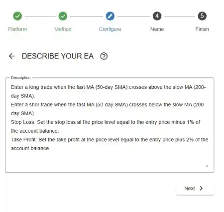 Describe your requirements to AI agent