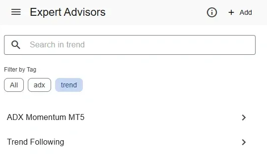 List is filtered based on your custom tag 'trend'