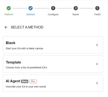Choose how to start EA