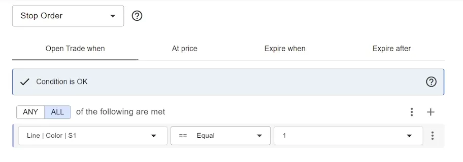 example signal with a pending order condition