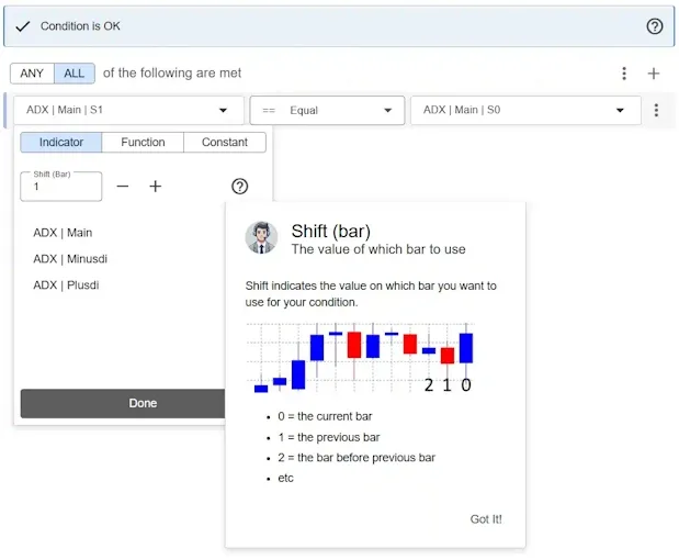 Select on which bar the indicator will be calculated